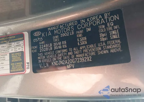 2016 Kia Soul from USA, damaged, VIN KNDJN2A20G7239292